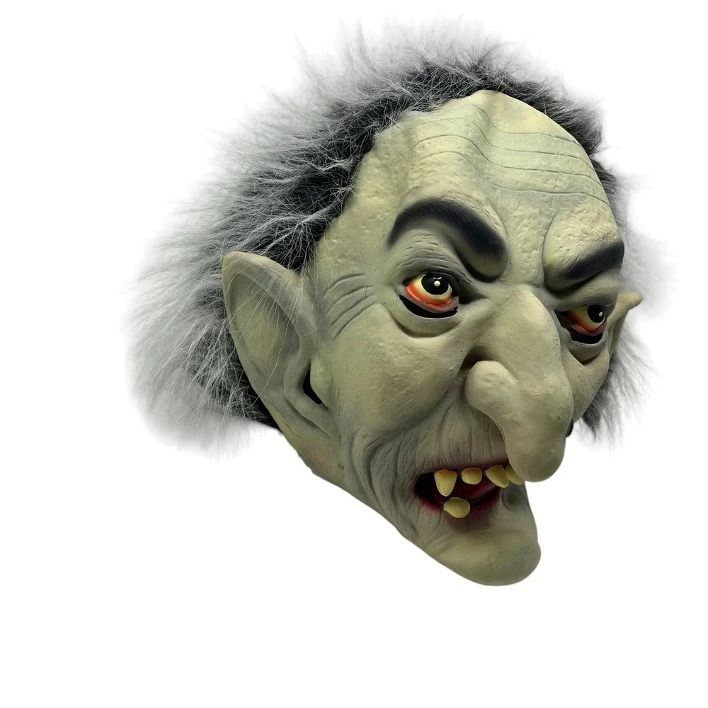 Vintage 1999 Paper Magic Group Latex Mask Ghoul Gray Hair Yellow Teeth Halloween